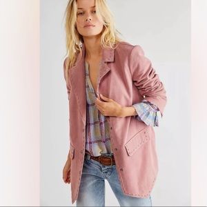 We The Free X Free People High Tide 100% Suede Blazer Pink  $398 Small